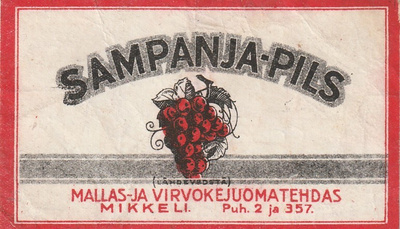 VANHA JUOMAETIKETTI - SAMPANJA-PILS MIKKELI (K16-S55)