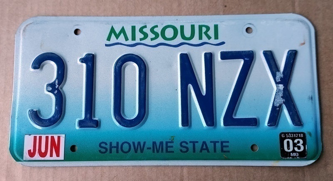 Missouri USA rekisterikilpi