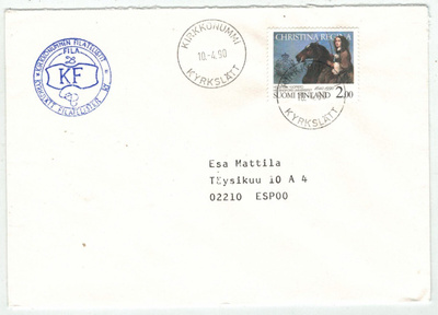 1990 Hgin Yliopisto 2,00mk loistoleimainen kirje
