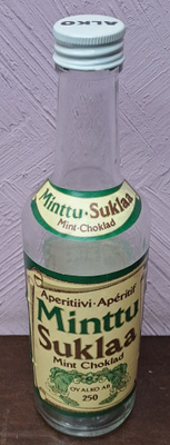 Minttu Suklaa -pullo, tyhjä
