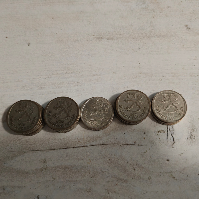 22 kpl 1 mk 1964-1968, Ag350