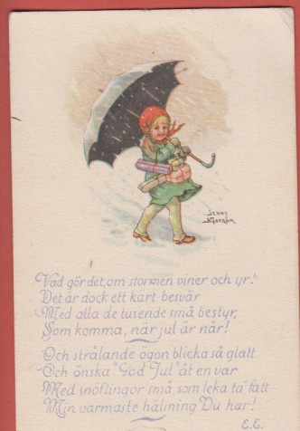 Jenny Nyström Lapsi kulkee sateenvarjon kanssa - kulk v 1933