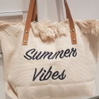 Vaalea "Summer Vibes" Rantalaukku / Kangaslaukku / Laukku - pikkukuva 1
