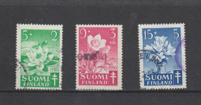 1950 Tuberkuloosi- merkkisarja leimattuna