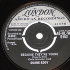 7" DUANE EDDY - Because They're Young - single 1960 EX- - pikkukuva 1
