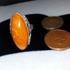 Vintage desing Venäläinen Hopea Meripihka sormus Amber 875 - pikkukuva 4