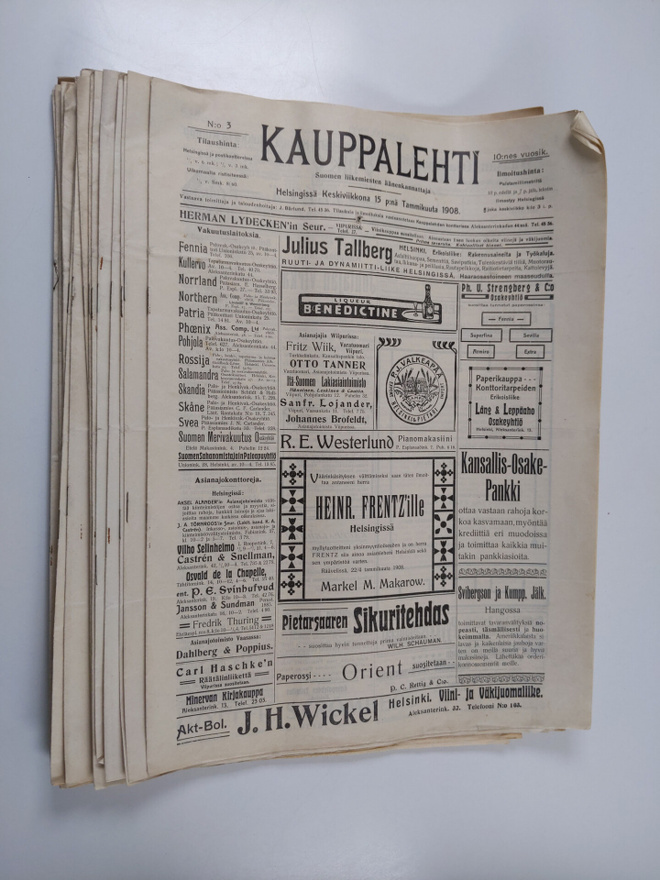 Kauppalehti 1908 (20 nroa ; nrot 3, 5-9, 11-24) ; Pörssi-...