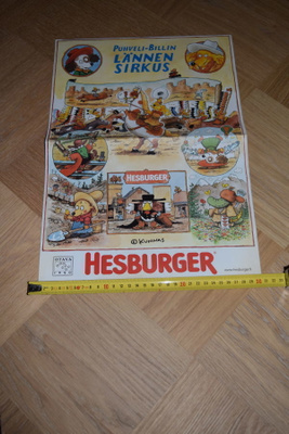 Hesburger puhveli-billin lännen sirkus juliste Mauri Kunnas