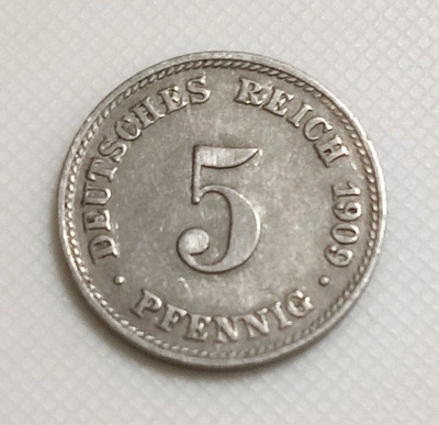 Saksa 5 Pfennig 1909D