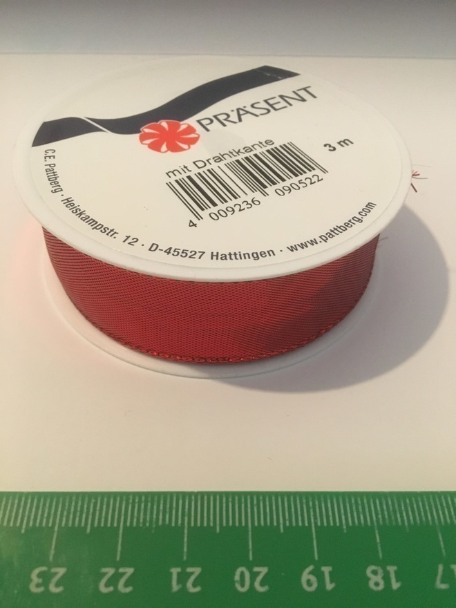 NAUHA RULLA 3 metriä  x 3 cm punainen