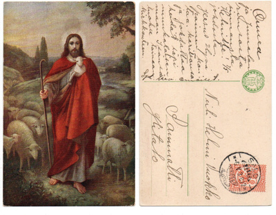 Vanha kortti, Jeesus ja lampaat