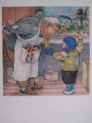 Poika katselee leluja