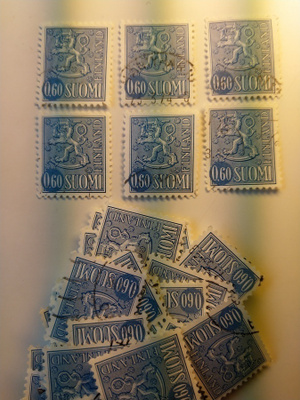 Malli 1963 Leijona sininen postimerkki 0,60 markka