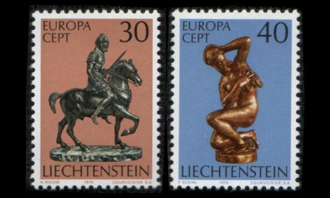 Liechtenstein 600-1 ** Europa veistoksia (1974)