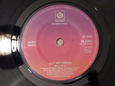 7" BARRY WHITE - Just Not Enough - single 1974 pop EX
