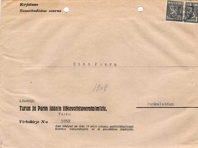 1940 1,5mk harmaa leijona saantitodistusmaksuna virkakirjeel