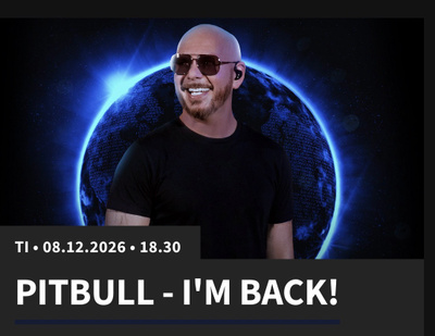 Pitbull 8.12 myynnissä 1 lippu