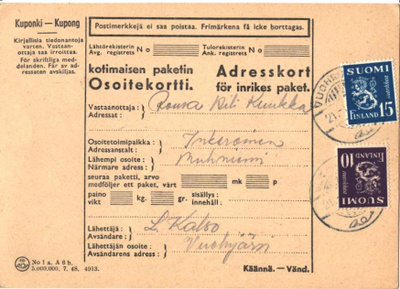 POSTILÄHETYS VUOHIJÄRVI-INKEROINEN