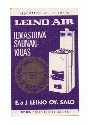 Porin Tulitikkutehdas LEINO-AIR. Ilmastoiva saunankiuas. Eti