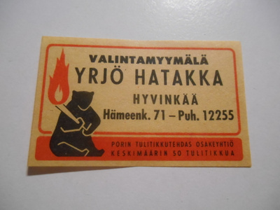 TT Etiketti KARHU Yrjö Hatakka Hyvinkää