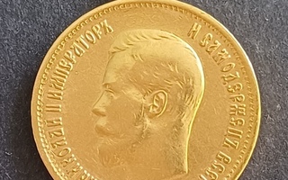 10 RUPLAA KULTARAHA 1899 Nikolai II riipuksena