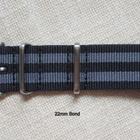 NATO  Bond 22 mm musta/harmaa ranneke - tikattu - pikkukuva 2