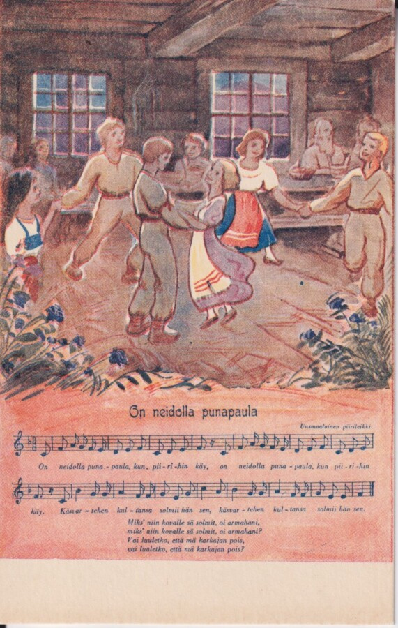 Sävelkortti, Pn neidolla punapaula ,  e107