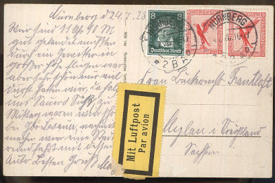 Saksa Mi 379 ym lentokortti 1928