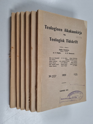 A. F. Puukko ym. : Teologinen Aikakauskirja 1-6/1933
