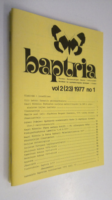 Baptria vol 2 (23) 1977 n:o 1-4: Suomen perhostutkijain s...