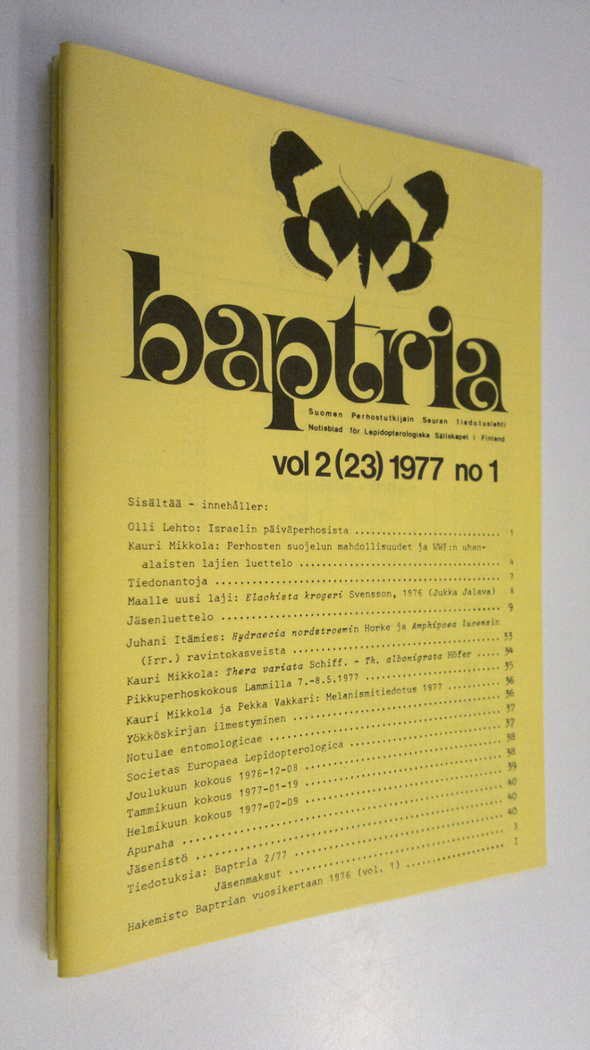 Baptria vol 2 (23) 1977 n:o 1-4: Suomen perhostutkijain s...