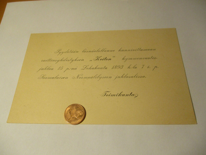 Helsinki Raittiusyhdistys Koitto 1893v kymmenvuotsijuhla*