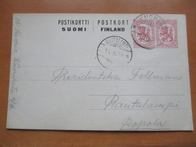 1919 Kuopio  ehiö os senaattorinnalle Rautalampi