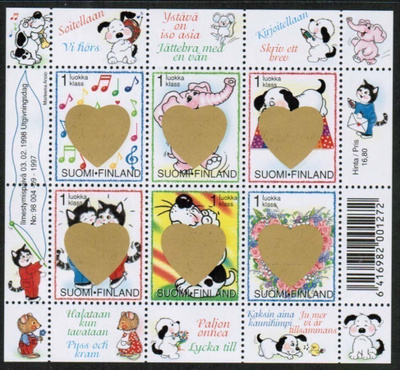 1998 Ystävyydellä pienoisarkki postituoreena.