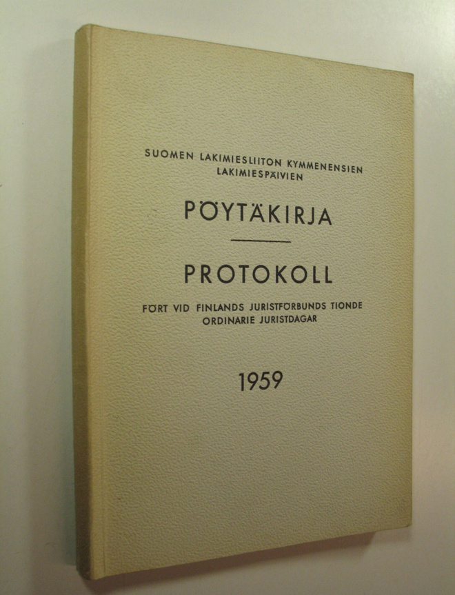 Suomen lakimiesliiton lakimiespäivien pöytäkirja 1959