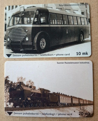 Bussi ja juna puhelinkortit
