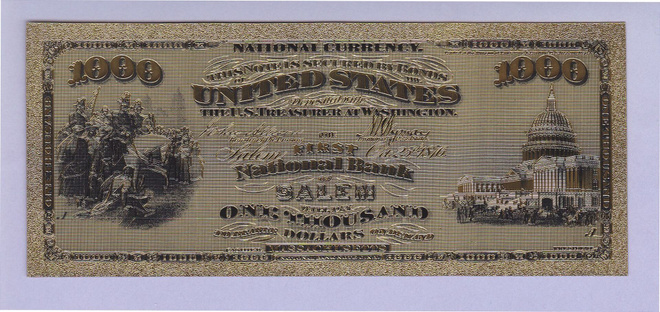 USA 1000 Dollars Massachusetts UNC kullattu (muoviseteli)