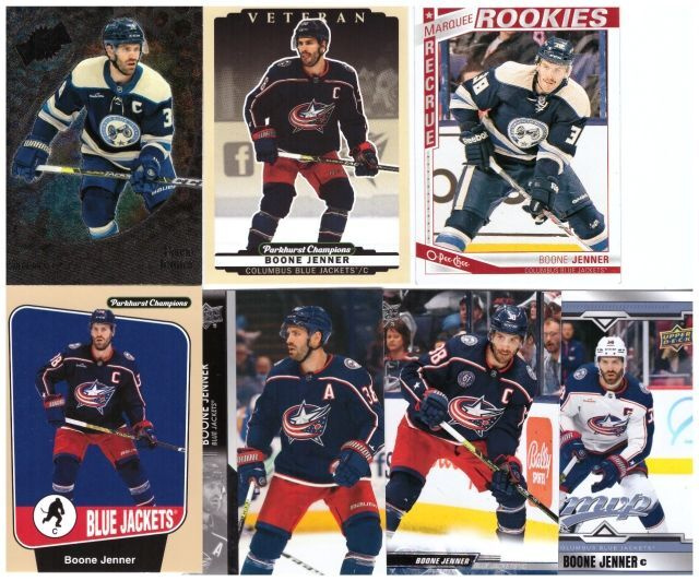 7 x BOONE JENNER Blue Jakets sis. 1 x Rc Kortti
