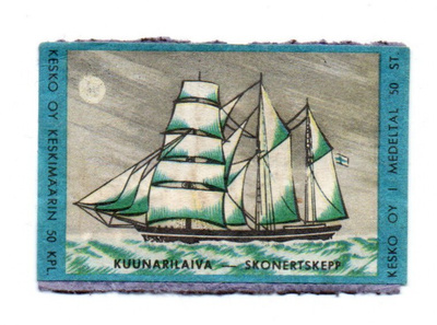 Kesko Oy KUUNARILAIVA Tulitikkuetiketti.