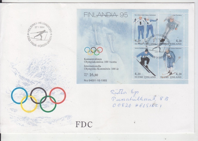 FDC 1994 finlandia 95 talviurheilu.