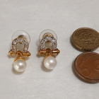vintage Cabochon helmi korvakorut emaloitu gold plated - pikkukuva 2