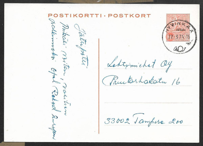 Postilähetys - Ehiö 0,40 (LAPE 131) Hyvinkää 22.3.74