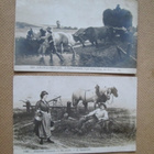kaksi vintage taidekorttia - 1900-luku alku - heinätöissä - pikkukuva 1