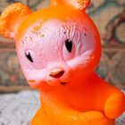 Vintage Oranssi Nalle Kumilelu - Karhu Lelu Retro Vinkulelu - pikkukuva 1