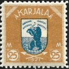 1922 Karjala 25 mk kellanoranssi/sininen ** LaPe K 15 b  B - pikkukuva 1