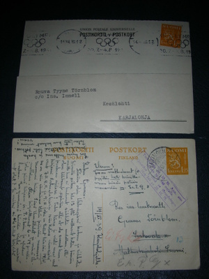 2 kenttäpostikorttia