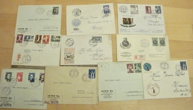 10 x VANHA FDC Ensipäiväkuori 1940-l