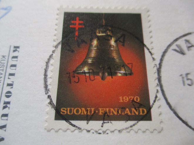 1971 Vaasa hyväl joulumerkki kortilla