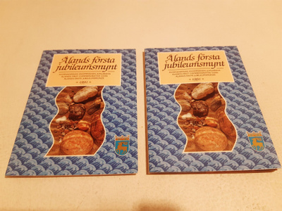 Hopeaa Ahvenanmaan ensimmäinen juhlaraha 1991 100mk 2 kpl