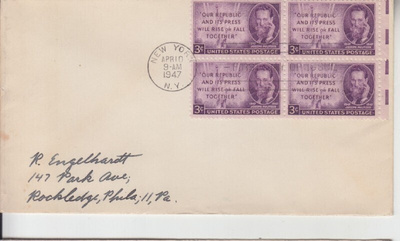 USA FDC 1947 nelilöllä